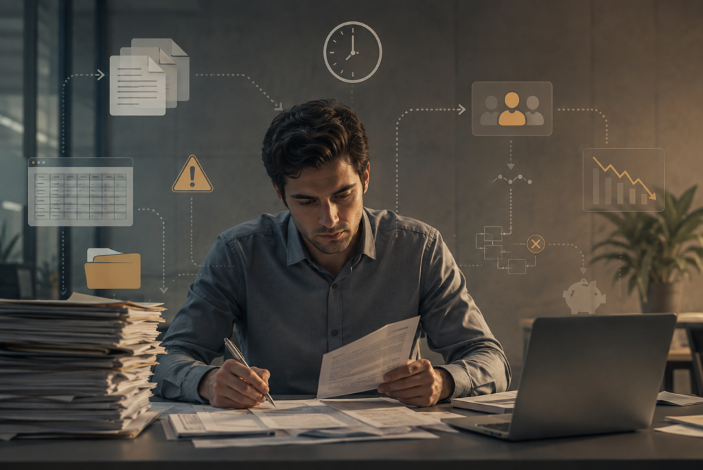 Formula showing how to calculate annual loss caused by repetitive manual tasks