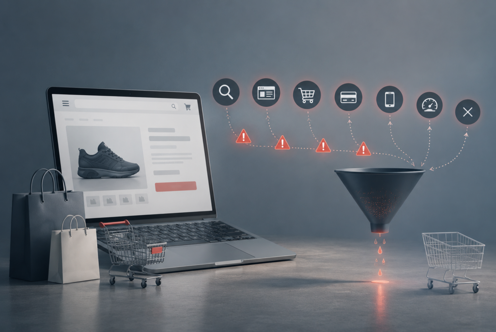 A breakdown of the 7 main ecommerce friction points and common mistakes that reduce ecommerce sales