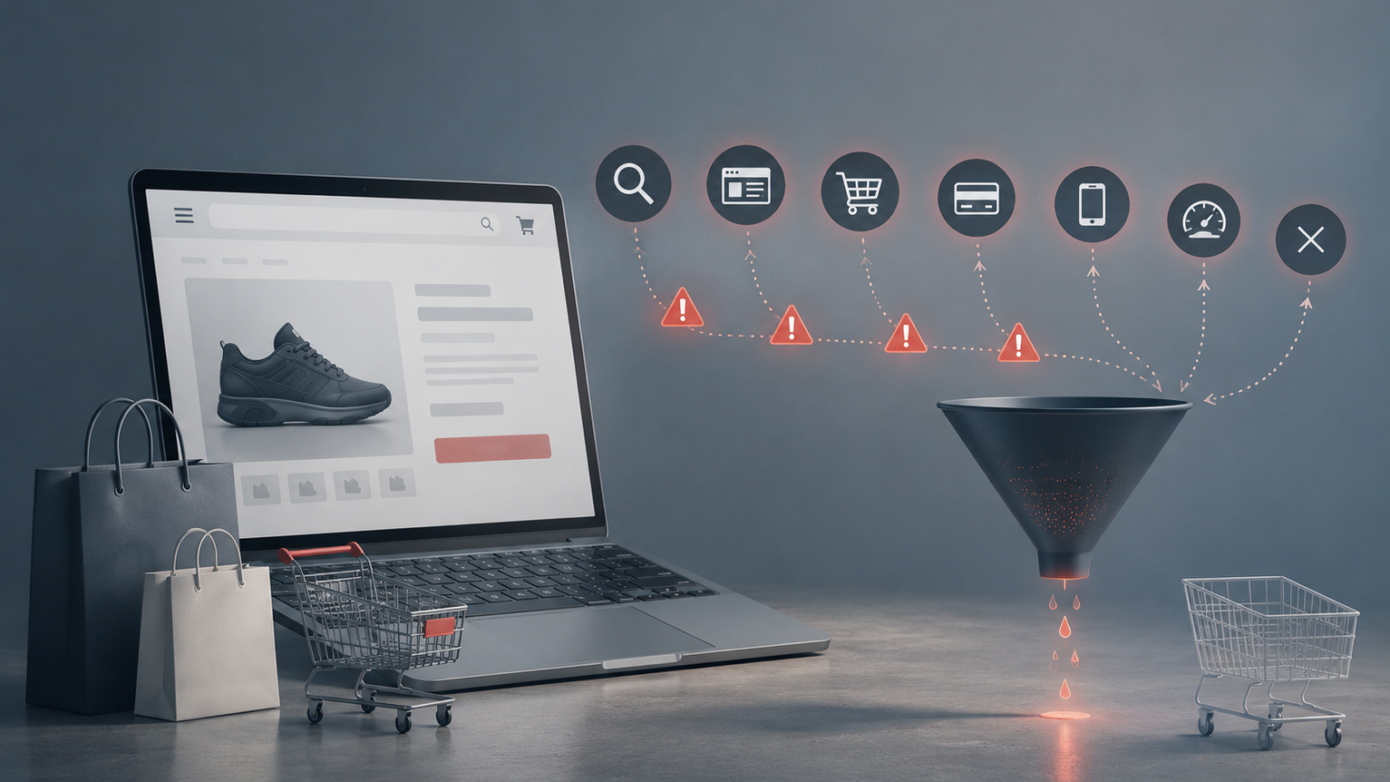 A breakdown of the 7 main ecommerce friction points and common mistakes that reduce ecommerce sales